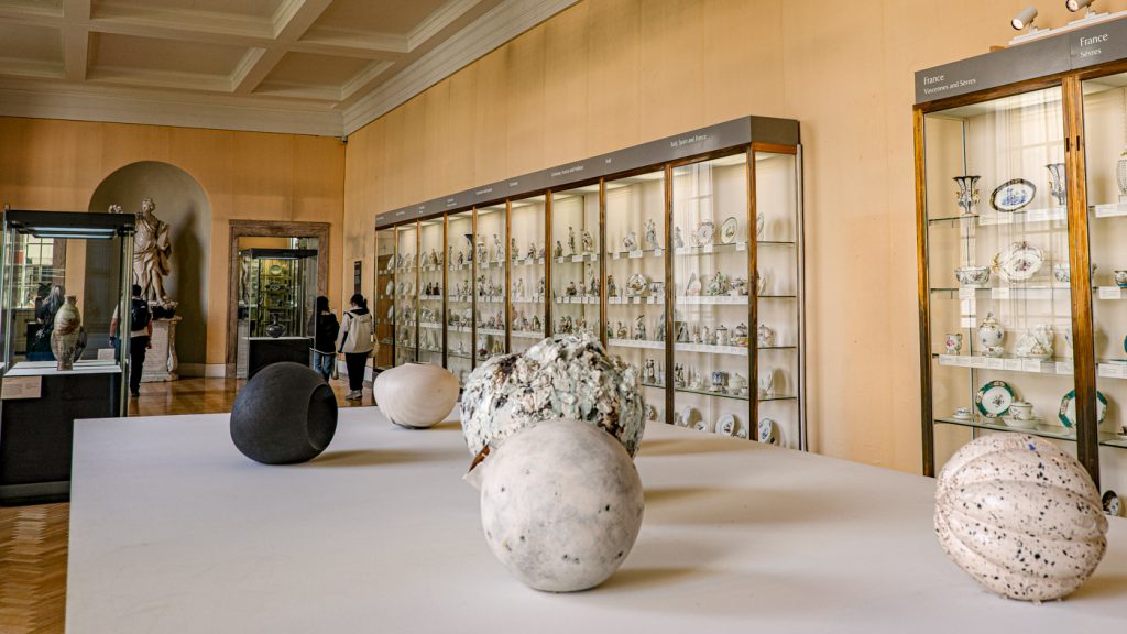 Ceramics in glass cabinets