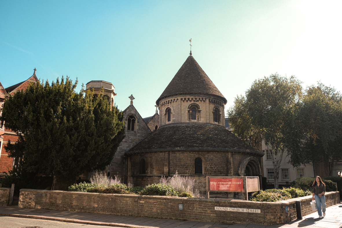 round church against a blue sky