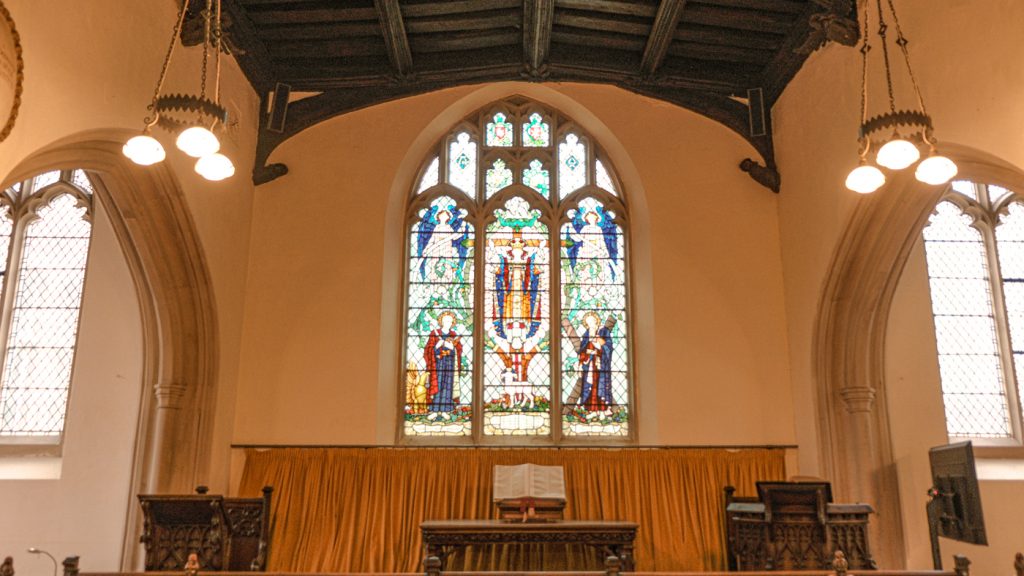 round church stain glass window
